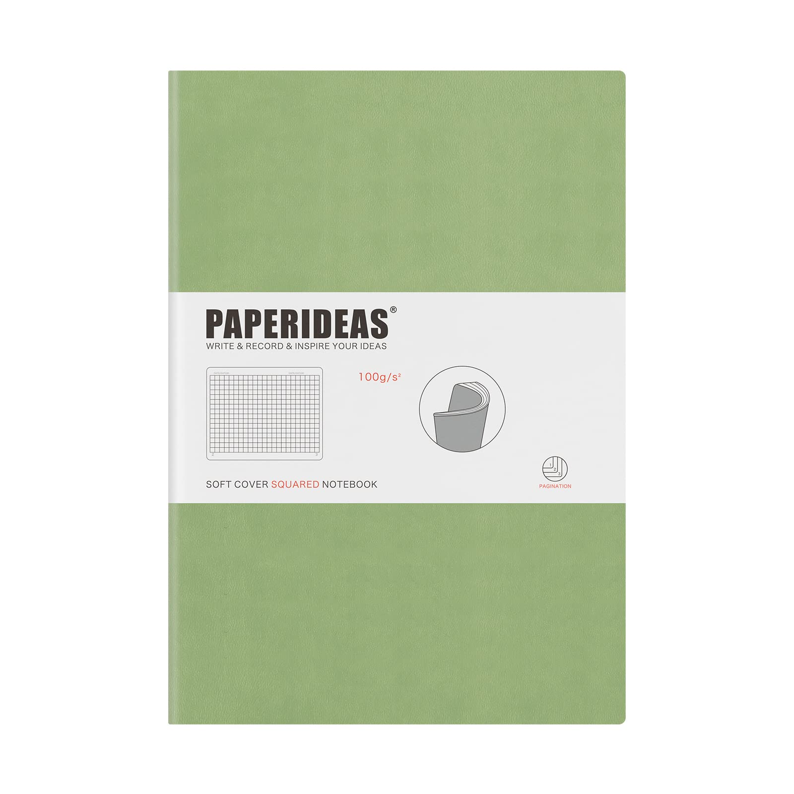 

PAPERIDEAS Soft Cover Avocado Notebook, B5, (Grid, Green)