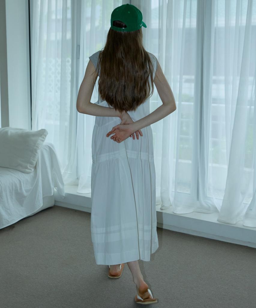 Opeundoeoseutyudio Pintuck Pleated Long Dress Ivory