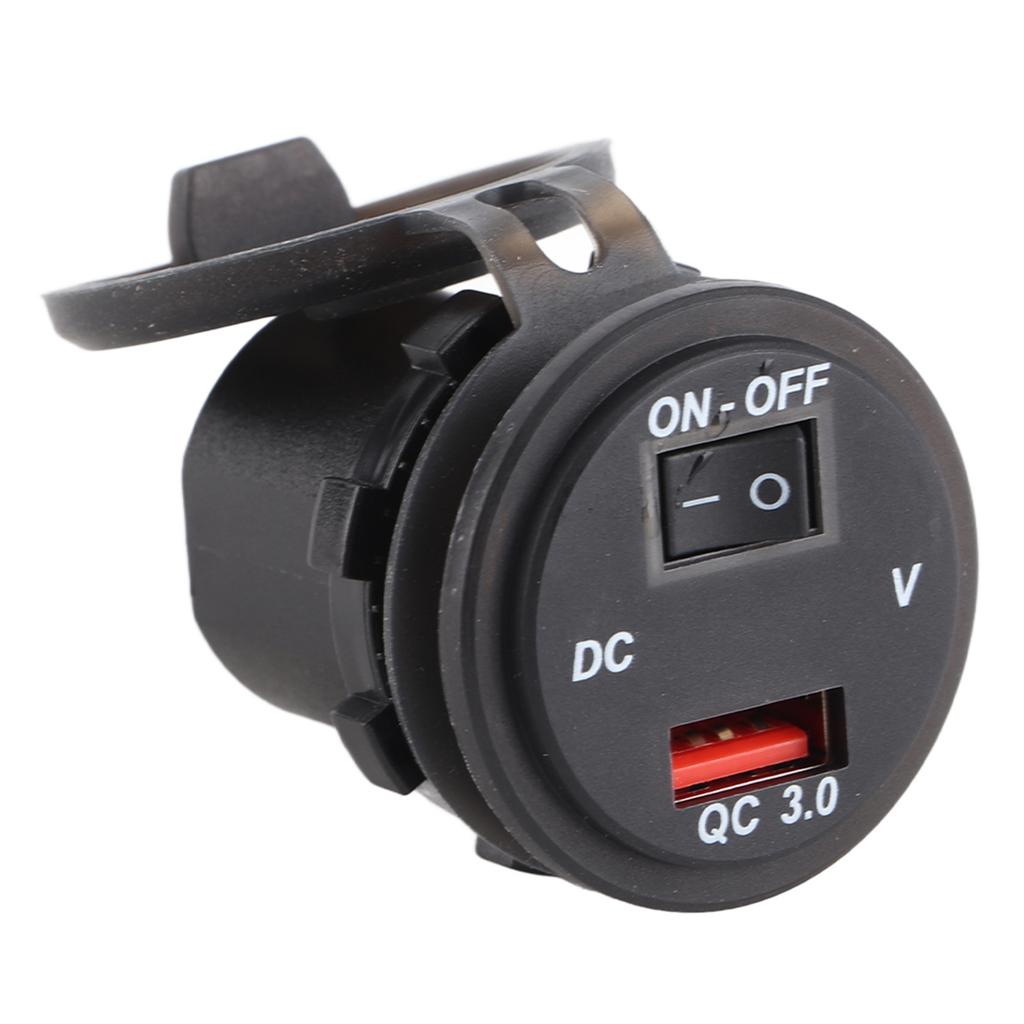 12V IP66 3.0A LED Digital Phone Charger Independent Switch Adapter with 23.6in Line Red DC12‑24V