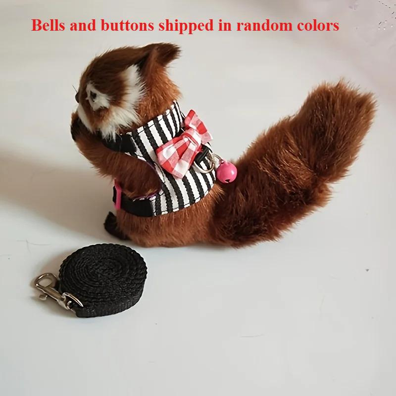 

2 шт./комплект шлейка и поводок для хомяка - Мягкий безопасный жилет с подкладкой и колокольчиком-бантиком для прогулок с мелкими домашними животными чёрный