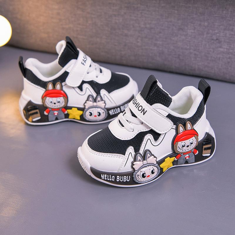 2025 Cartoon Toddler Sports Shoes: Korean-Style Leather Running & Casual Shoes for Boys, Spring/Autumn