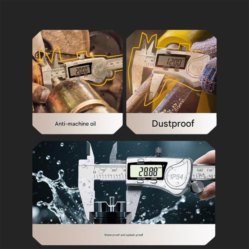 Professional Electronic Vernier Caliper Stainless Steel Body Double Unit Conversion Clear LCD Screen 0.01mm Resolution