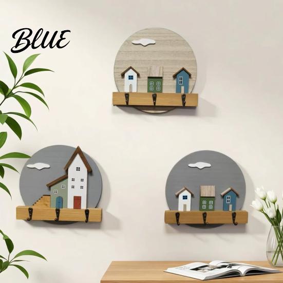 Exquisite Home Organization Storage Rack Key Holder Wooden Cottage Gift Nordic House Shaped