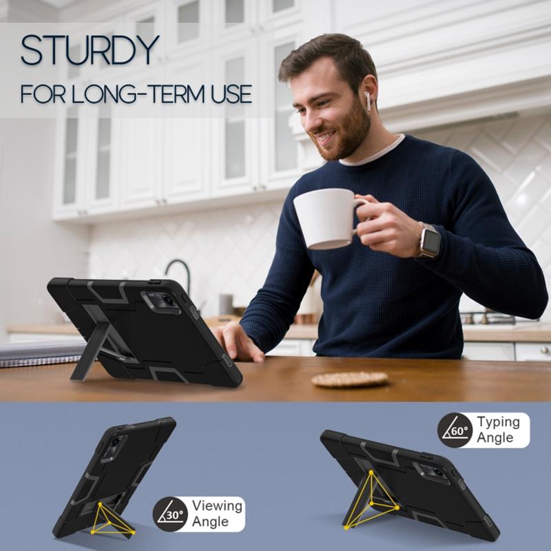 Für Xiaomi Redmi Pad SE Hülle Stoßfest Silikon+PC Tablet-Hülle mit Ständer