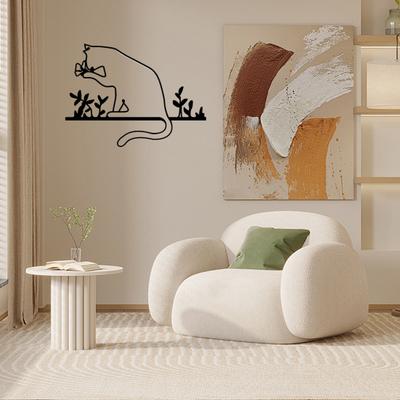 Yousheng Metal Drinking Coffee Wall Decoration Modern Minimalist Abstract Black Cat Butterfly Wall Art Home Living Room Cafe Coffee Corner Hanging