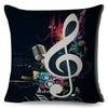 Nordic Style Music Note Pillowcase Decor Vintage Guitar Mike Printed Pillow Case for Home Sofa Polyester Cushion Cover 45x45cm