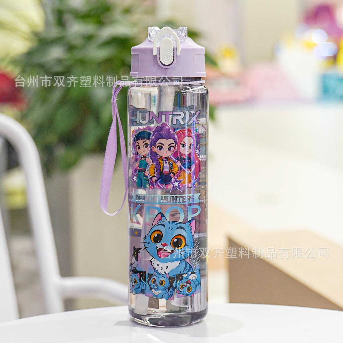 

750 мл K-Pop Мисливці на демонів Спортивна пляшка для води з трубочкою Мисливиця Румі Міра Зої Мультяшні Портативні пляшки для напоїв Туристичні Подарунки для фанатів