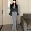 Sexy Long Dress Women's High Waist and Thin Buttocks Fishtail Skirt Chic Autumn Temperament Round Neck New Dress