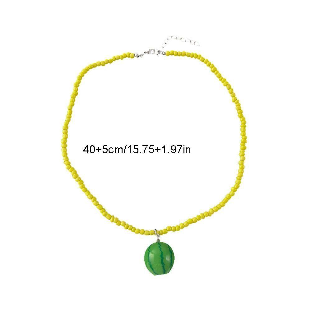 Lemon Dopamine Bead Necklace Watermelon Y2K Clavicle Chain Cute Fresh Fruit Necklace  Women