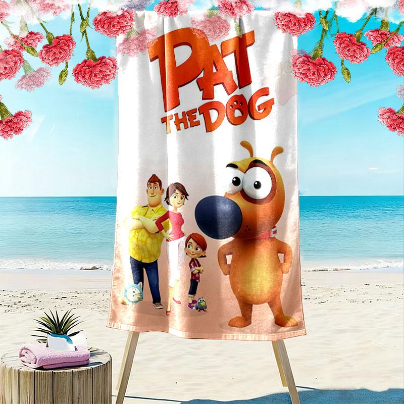 Pat the Dog Print Beach Towel, Large Soft Quick Dry Towel for Beach Camping Swimming