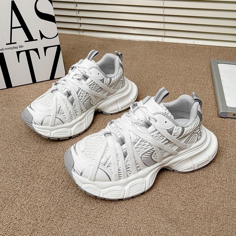 Fashion New 2025 Summer Women Platform Sneakers Thick Bottom Breathable Mesh Casual Chunky Shoes 6CM High Heel Sports Dad Shoes Woman