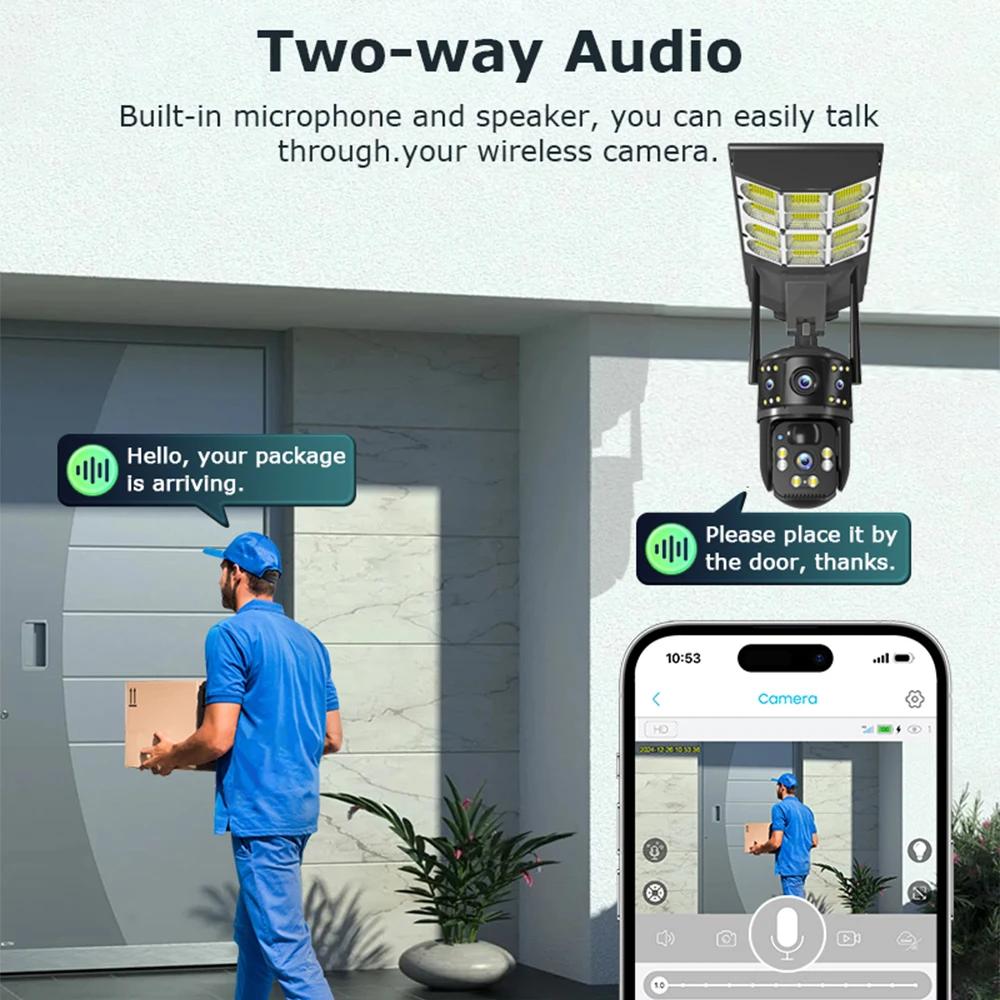 2-in-1 Solar Street Light, Courtyard Lighting, Multi-purpose Security Camera & Wall Lamp, Automatic Solar Charging Surveillance