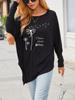 Women's Oversize Long-Sleeve Spring/Fall Asymmetrical Hem T-Shirt