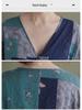 2022 Summer V-Neck Asymmetrical Cotton Linen Shirt - Printed, Plus Size, Mid-Length Sleeves, Retro Women's Fashion