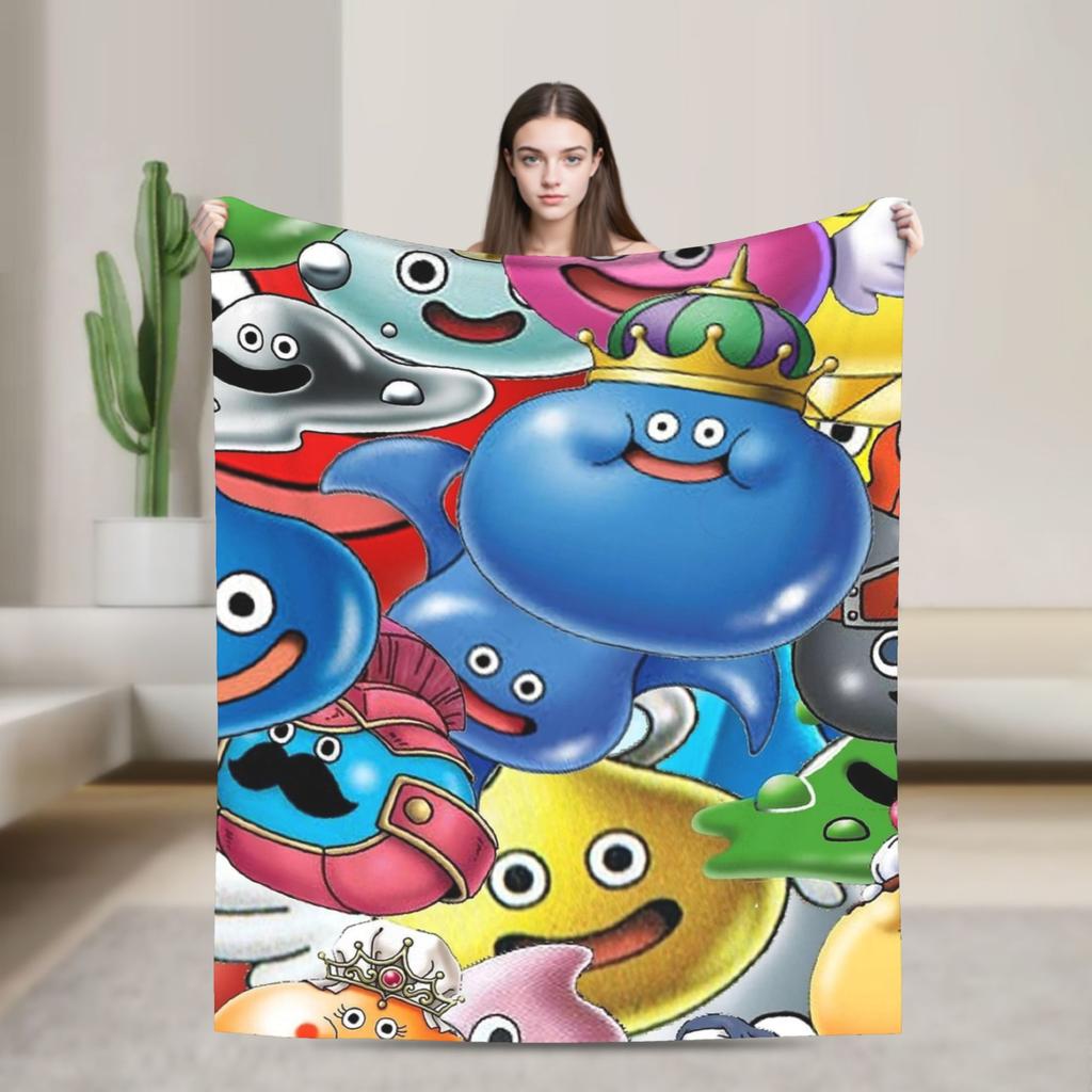 Dragon Quest Slime Face Blanket Quality Super Soft  Throw Blanket Winter Airplane Travel Bedroom Novelty Bedspread