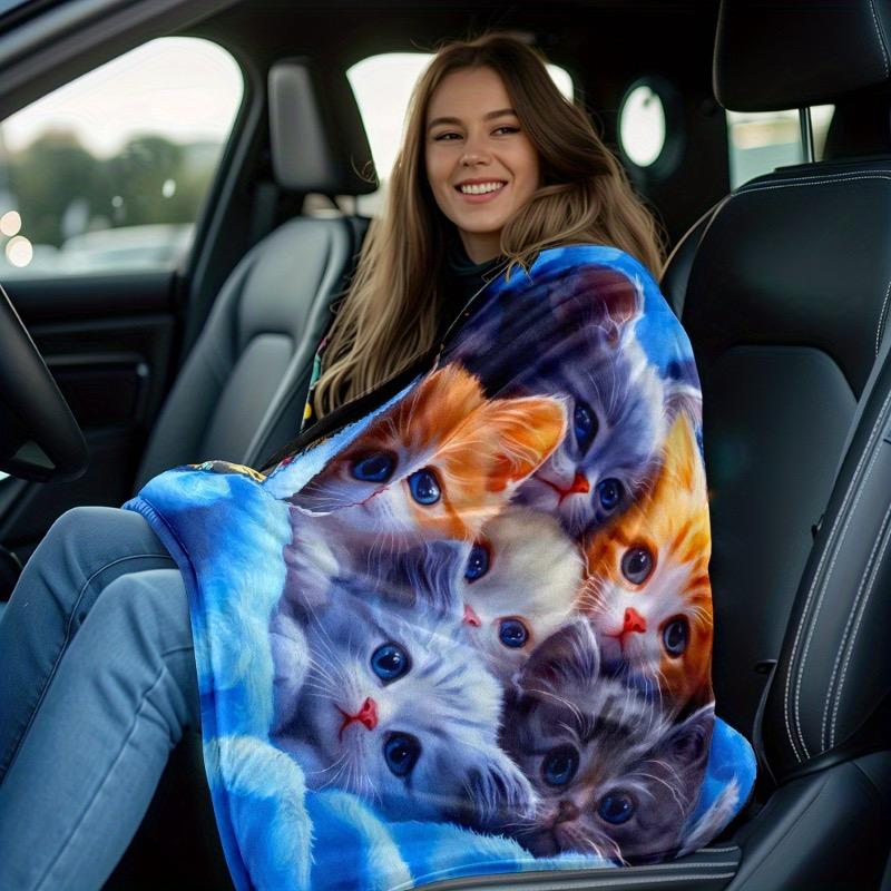 [1 Stück Weiche Kätzchen Decke] 1 Stück Leichte Weiche & Warme Entzückende Kätzchen HD-Druck Flanelldecke Ideales Geschenk für Katzenliebhaber