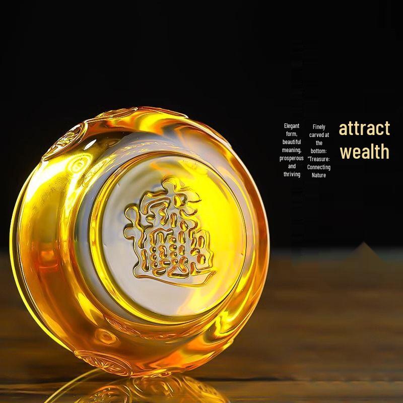 Hongjian Lucky Citrine Glass Ingot Ornament