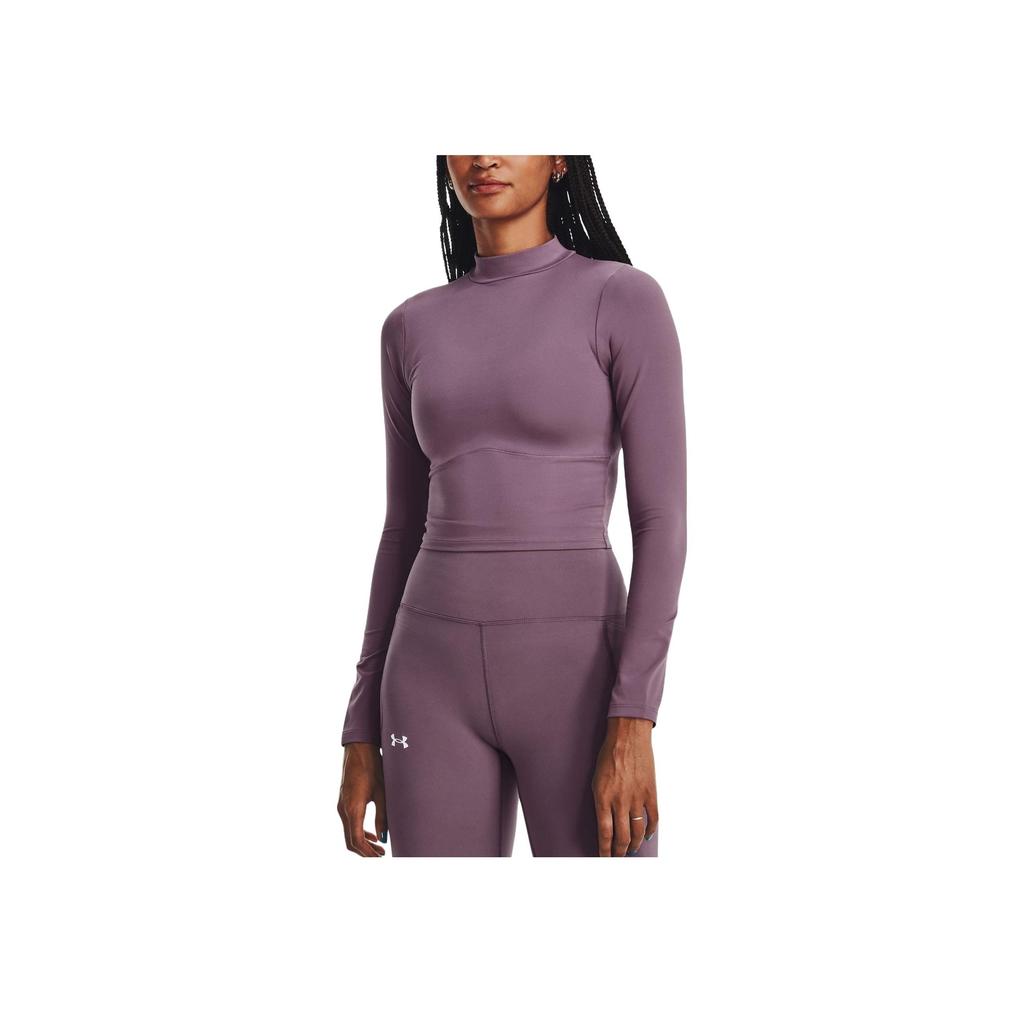 Under Armour Solid Slim Fit High Neck Long Sleeve Sweatshirt Women Sweatshirt Purple 1380773-500
