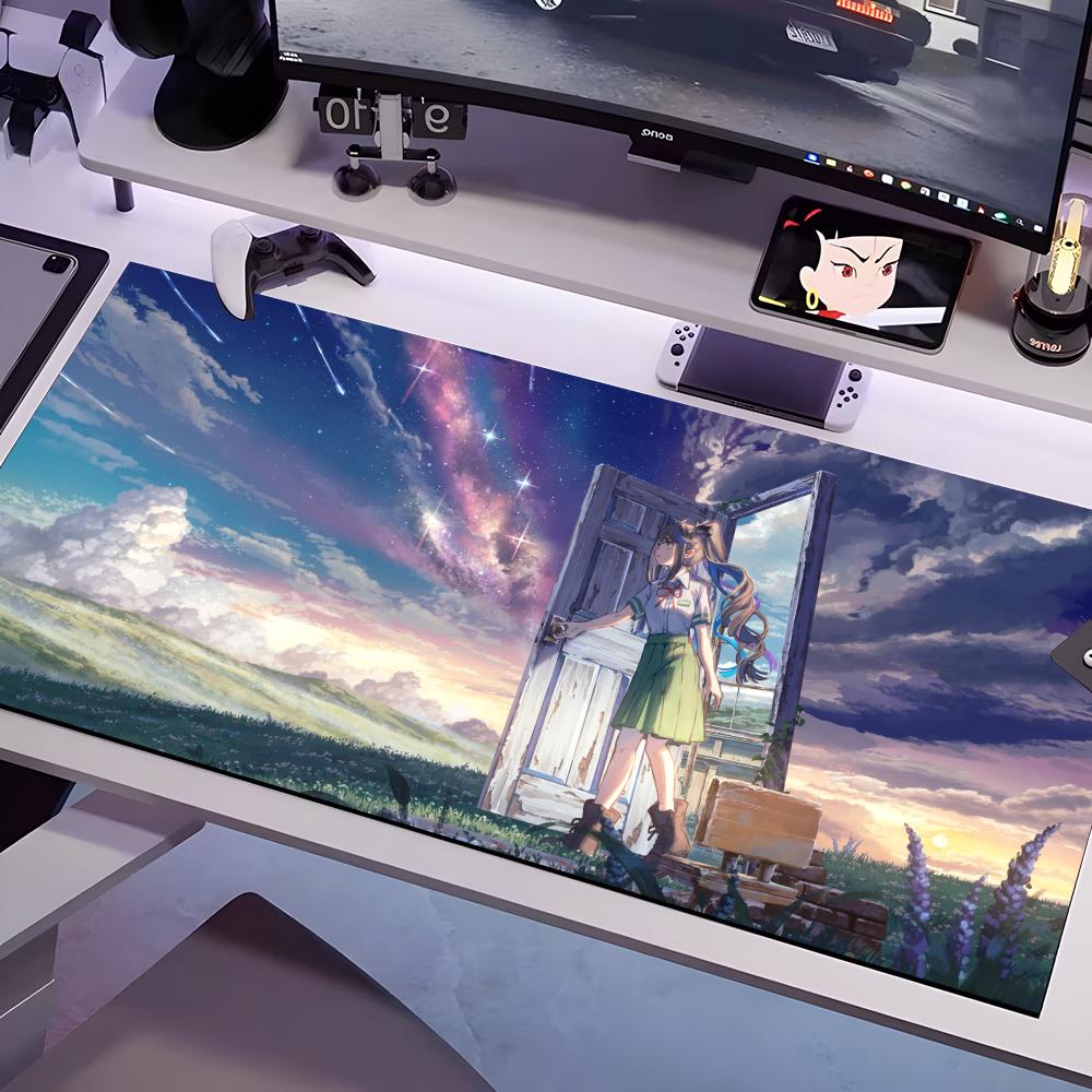 Anime Suzume No Tojimari Mouse Pad Multiple Sizes Large Square Computer Office Game Table Mats Rubber Anti-slip Mousepads