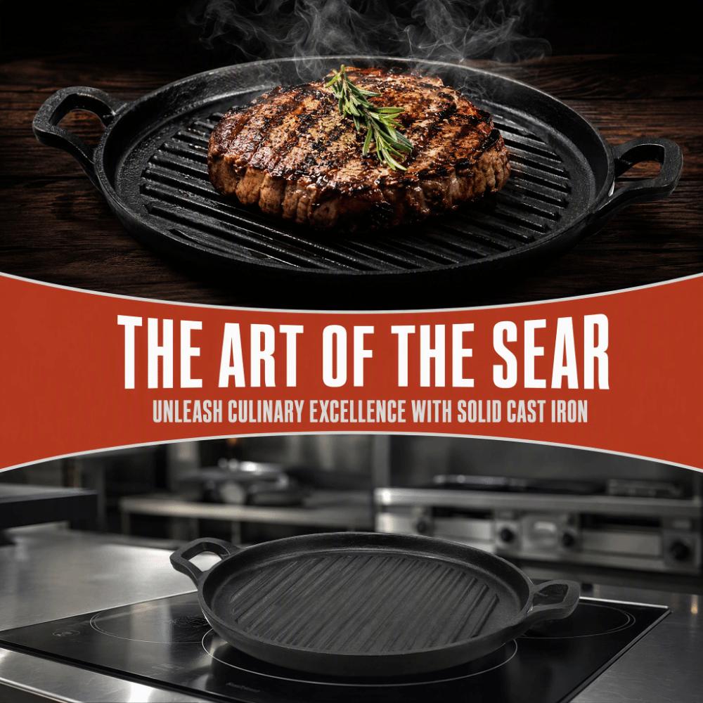 Ribbed Surface Grill Pan Round Flat Bottom Stovetop Griddle Practical Barbecue Pan  Barbecue Steak