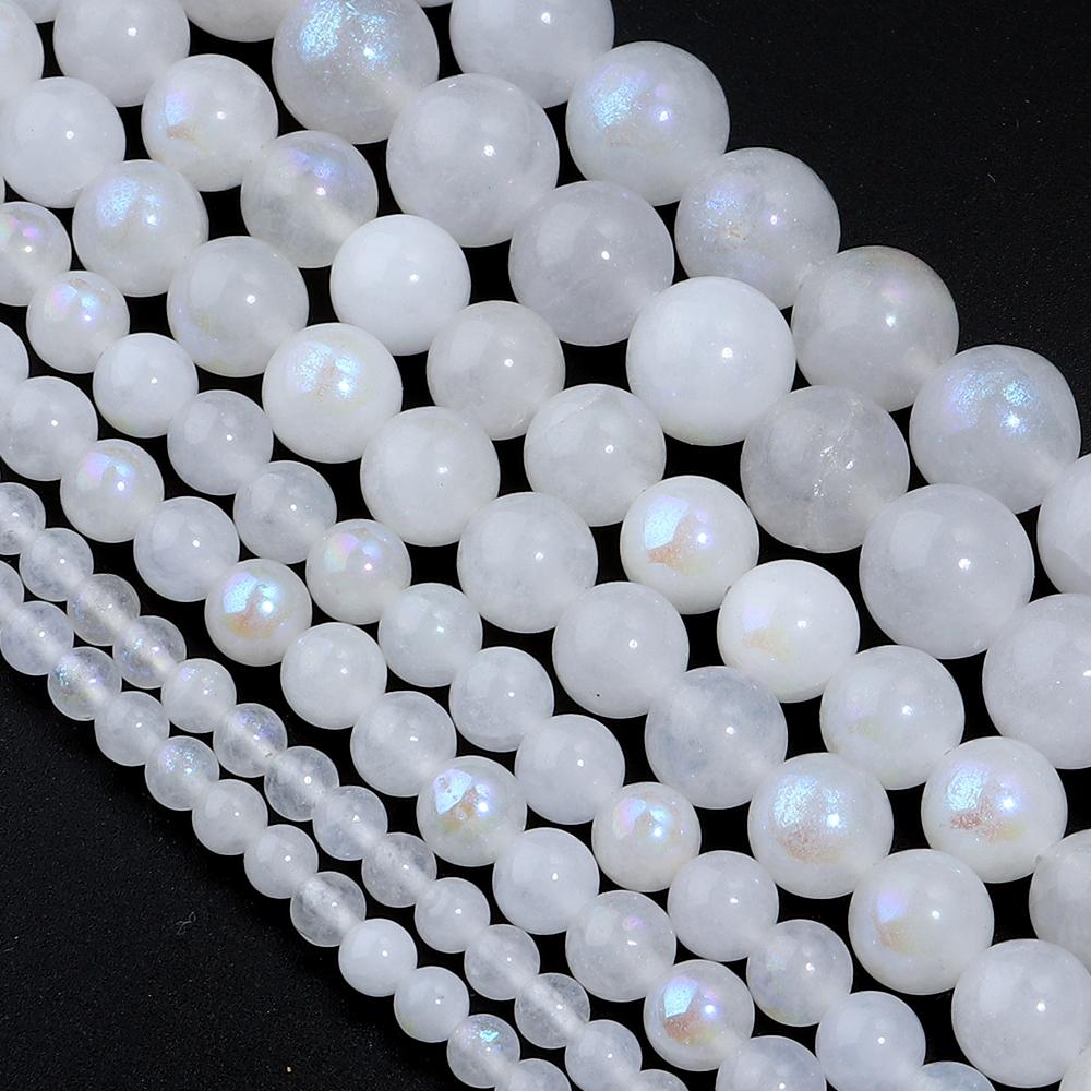 Apx 35-87pcs 4/6/8/10mm Round Moonstone Beads Loose Spacer Beads For Jewelry Making DIY Bracelet Necklace Earrings Accessories