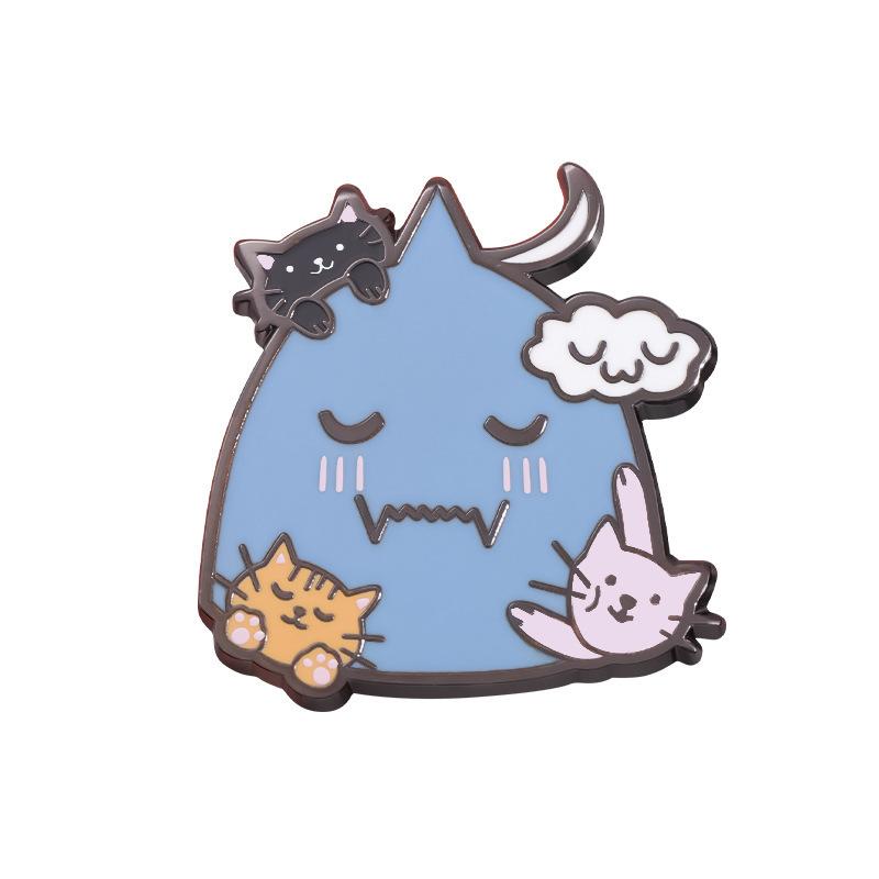 

Очаровательный эмалевый значок в форме синего кота для мерчандайза и подарков на тему алхимии