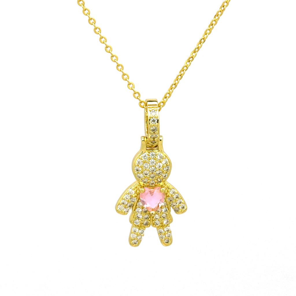 Boy Girl Love Peach Heart Copper Gold Plated Colorful Zircon Pendant Necklace Female Premium Sense Clavicle Chain