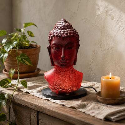 Buddha Bust Lamp Molton Lava - Oval Stand