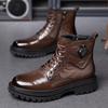 Teplé zimní boty z plyšové kožešiny Nové vysoké pánské motorkářské boty Měkká kůže Šněrovací pánské boty Zimní formální sněhule
