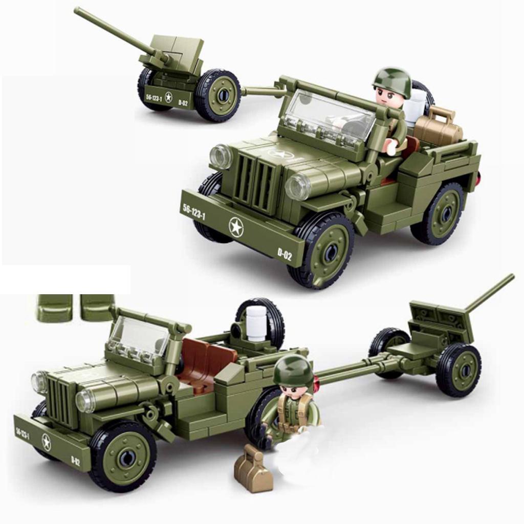 143PCS Army Car Model Building Block Toys Kids Bricks Military Construction Boys Gift