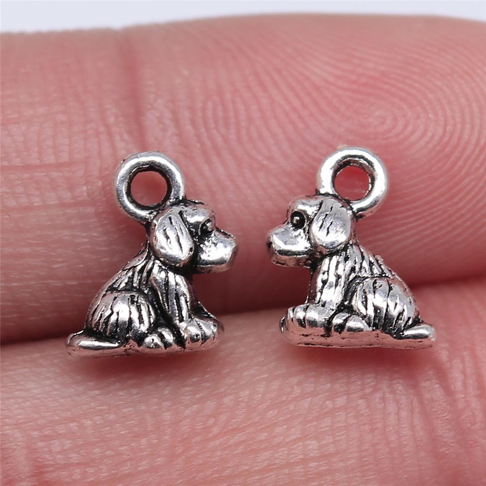 20pcs Puppy Dog Dachshund Bulldog Doghouse Charms Antique Silver Color Plated Pendants Jewelry Making DIY Handmade Craft