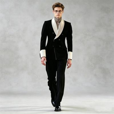Montrer Mode Costume Homme 2 Pièces Veste Pantalon Occasion Formelle Col Double Boutonnage Spécial Vêtements Homme Élégant 2025