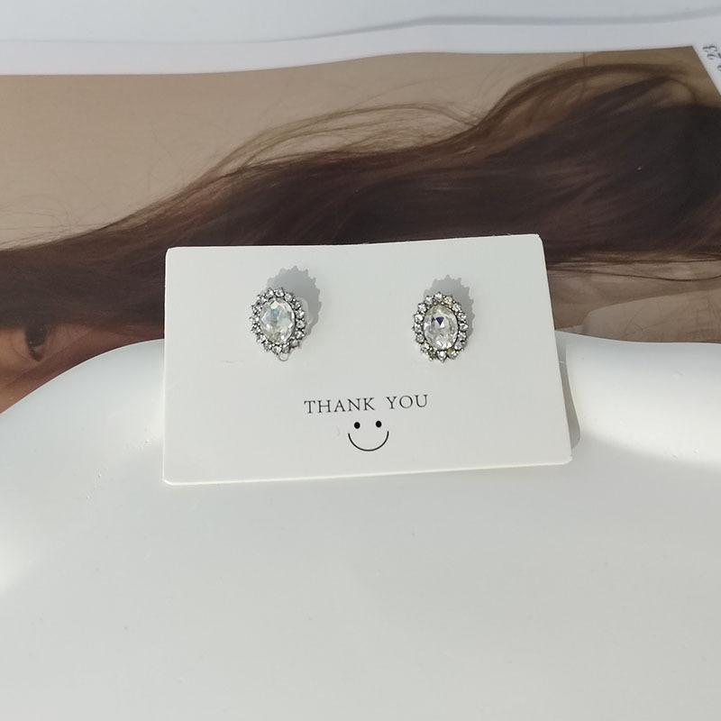 Oval Rhinestone Gentle Temperament Earrings Fashion Niche Design Stud Earrings Women Feel Cold Wind Ins Wind Earrings
