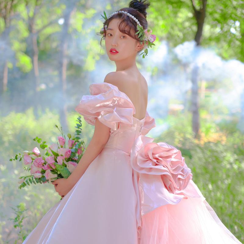 Pink Light Wedding Dress White Dress Wedding Dress Temperament Girly Style