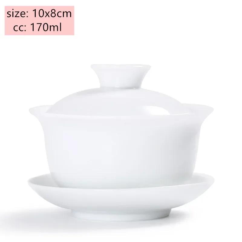 Jingdezhen White Porcelain Gaiwan Tea Cup Blue and White Porcelain Tea Maker Ceramic Handpainted Tea Bowl Tea Set Supplies