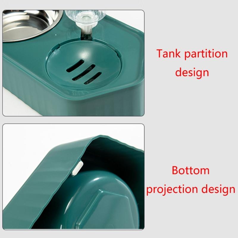 Elevated for Cat Bowl Raised Food Bowls Dish Set with No-Spill Food Water Dispenser Anti-Split