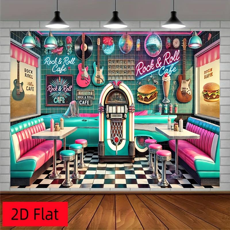 2D Plane 2D Plane - A 2D Plane Banner 1 Piece of Retro Rock Music Restaurant Background Fabric