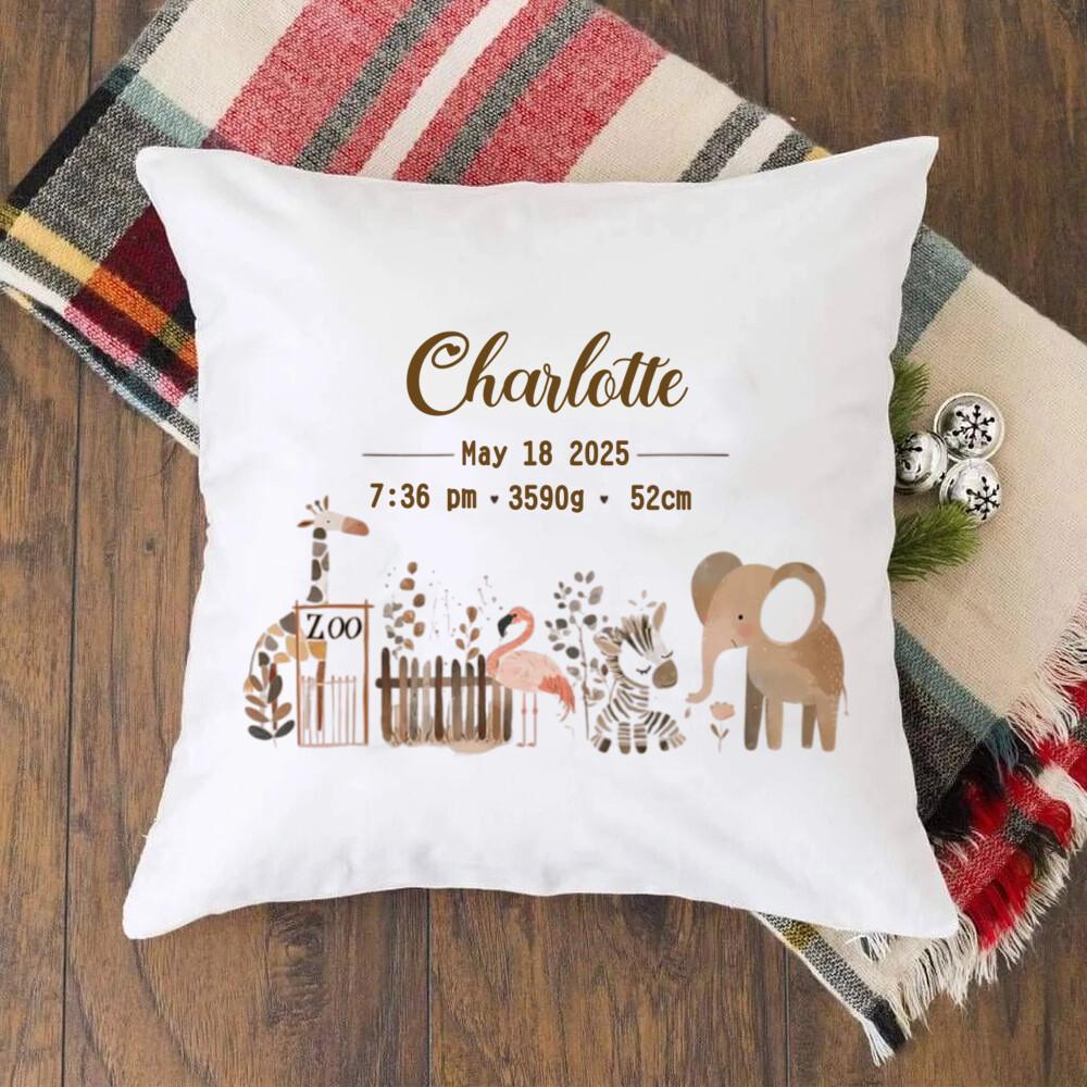 Personalized Safari Pillowcase Jungle Nursery Decor Name PillowCover Shower Gift 45X45 CM 2190₽