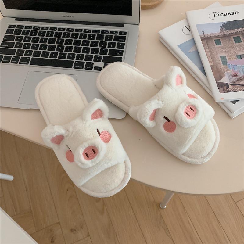Cotton Slippers Female Cartoon Girl Heart Student Home with One Word Fluffy Slippers Winter 001yzzzins Wind