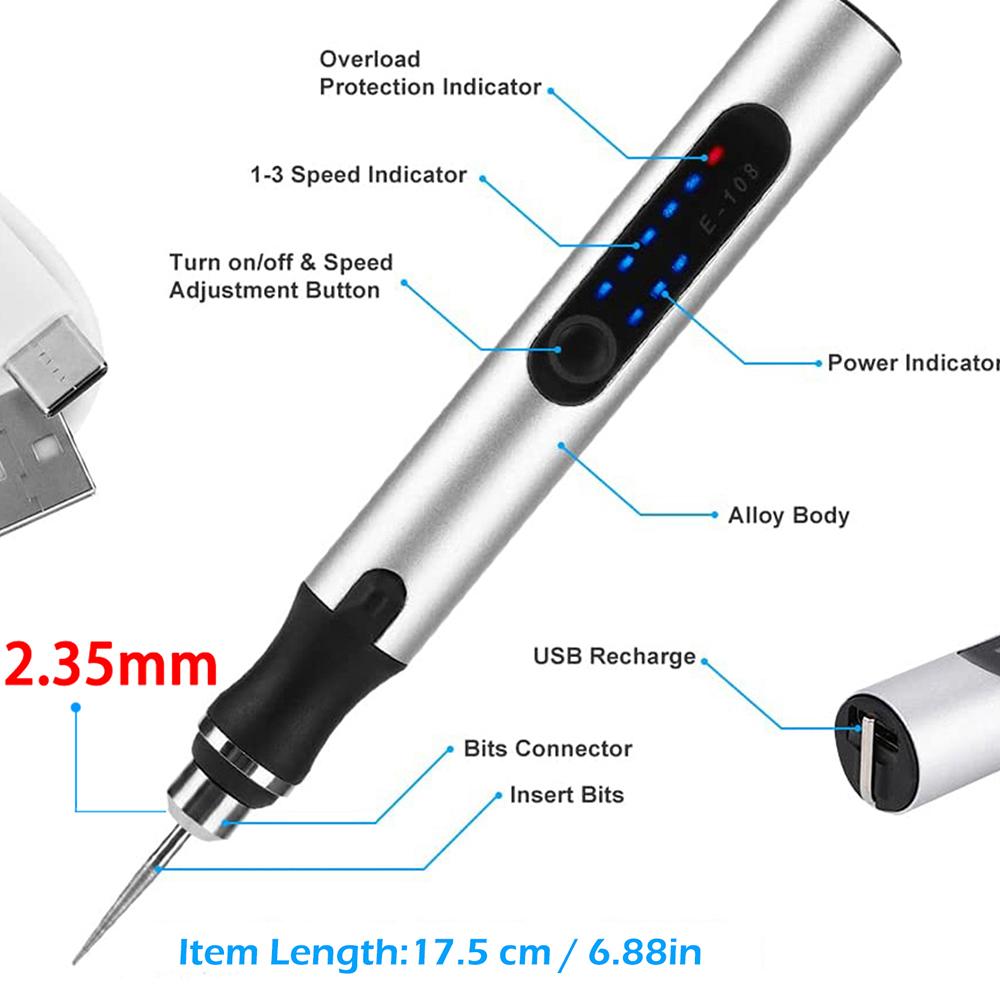 58/74/83 PCS USB charging mini electric engraving etching machine cordless rotary tools engraving pen jewel metal wood mode