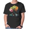 Unisex Crew Neck T-Shirt Season Tree Graphic Short Sleeve Casual Tee