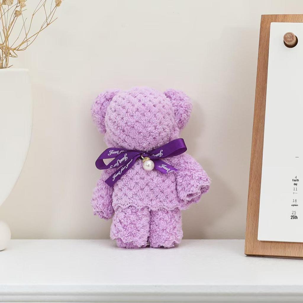 Coral Fleece Pineapple Plaid Bear Towel Souvenir - Perfect for Birthday or Wedding Gifts