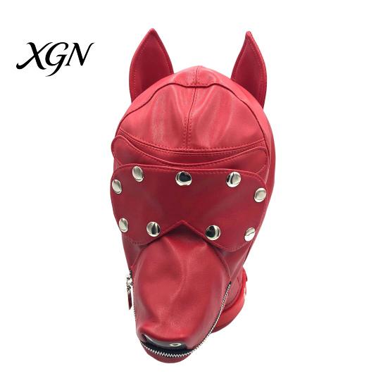Hardcore BDSM Equipment Unisex Sexy Costumes, Faux Leather Open Mouth Dog Headgear, Full Face Hood for Roleplay Fetish Masks Cosplay And Role