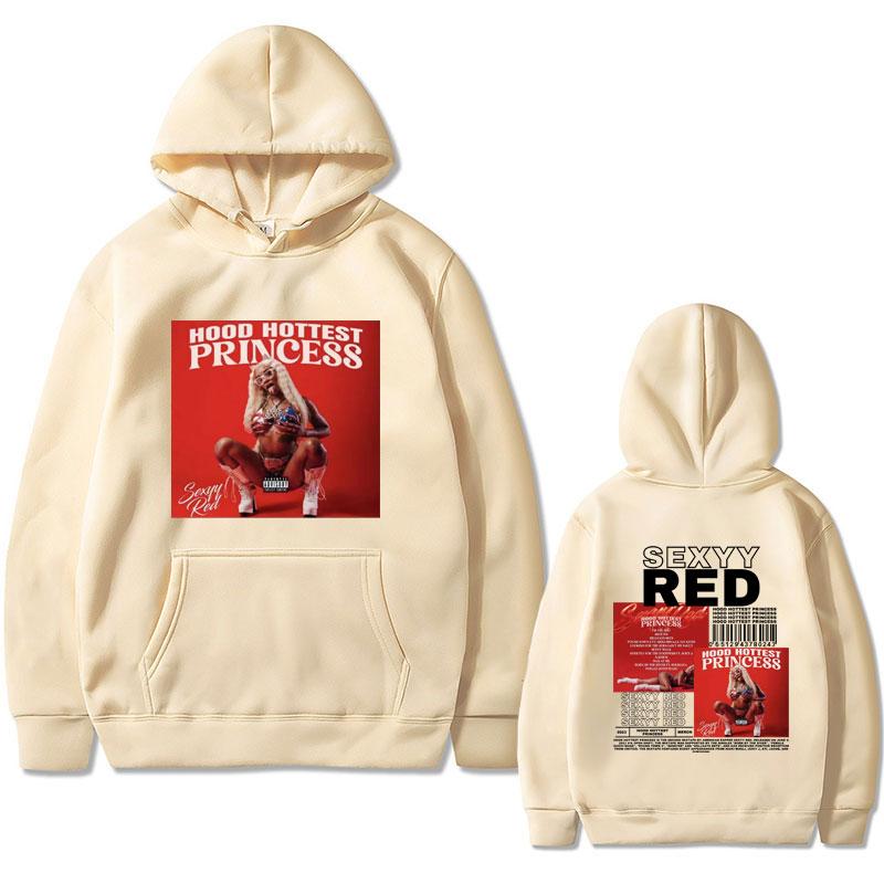 Rapper Sexyy Red Hood Hottest Princess Double Sided Print Hoodie Men Women Fashion Hip Hop Oversized Pullover Unisex Streetwear