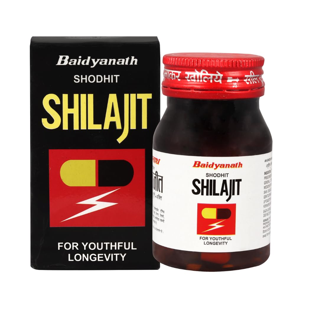 

Baidyanath Shodhit Shilajit Capsules (30 Capsules) X Pack of 3