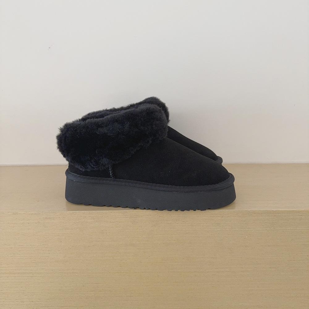 Genuine Leather Women's Suede Snow Boots: Thick-Soled and Warm for Winter
