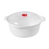 Bol Vaporizador de Comida para Microondas con Tapa - Contenedor de Alimentos Grande de 2.4L para Calentar y Cocinar al Vapor