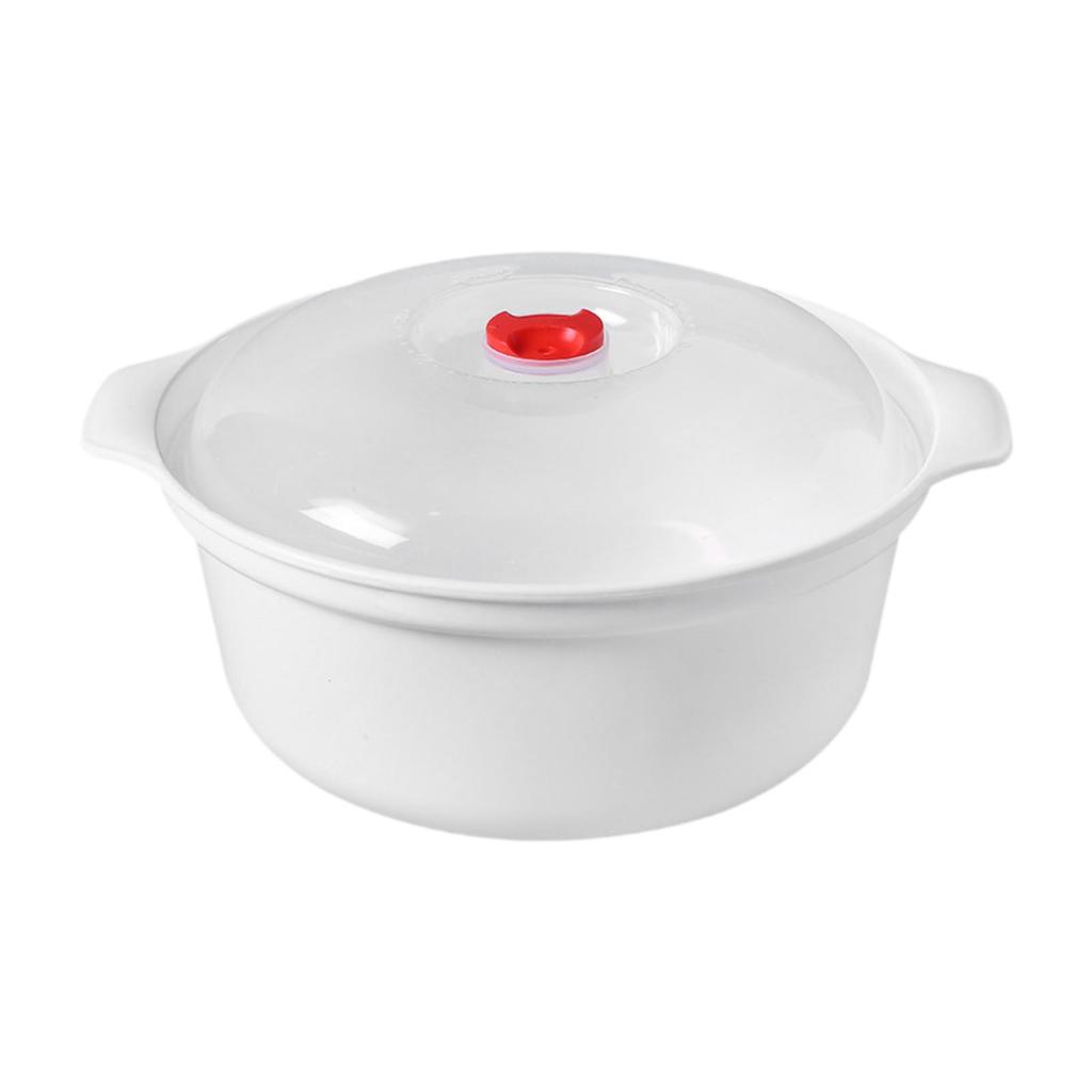 Bol Vaporizador de Comida para Microondas con Tapa - Contenedor de Alimentos Grande de 2.4L para Calentar y Cocinar al Vapor