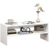 Modern Wooden Coffee Table with 2 Levels and Open Shelf, 100x40x41.5 Cm, White