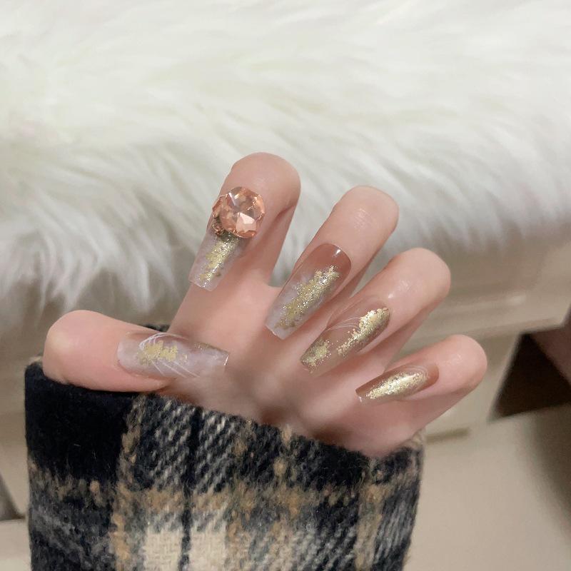 Luxurious Handmade Translucent Nail Tips for Autumn/Winter – Soft Texture, High-Class Feel